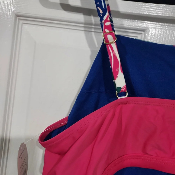 NWT Decree Multi-colored Tropical Pattern Pull On Tank Binkini Top in Size 0X - Picture 7 of 11